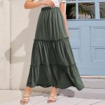 BOMAROLAN Women's Boho Maxi Skirts Summer A Line Long Skirts Ruffle Swing Beach Skirts for Women - Image 4